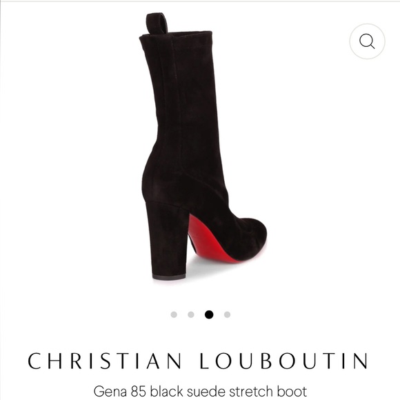 Auth Christian Louboutin Suede Stretch Mid  Gena 85 Boots . Eu 37.5 US 7.5 - Picture 4 of 17